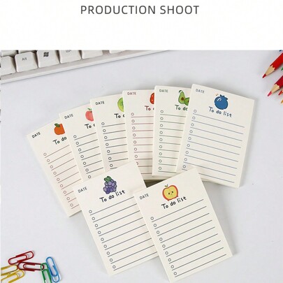 50sheets/Pc, Korean Ins Style Simple Girl's Mind Memo Planner, Cute Fruit Mini Notepad Memo, To Do List Planner, Great Gift For Yourself, Best Friends, Kids, Teacher Reward Or Student Gift Back To School