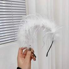 1pc Mori Style Black & White Feather Design Elegant All-Match Women's Hair Accessories Headband - Multicolor - View 9