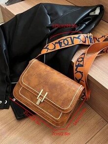 新款休閒迷你時尚金屬鎖紅色包女式肩袋 - 棕色 - 查看 6