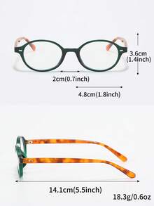 1 chiếc kính gọng hình elip cổ điển trong suốt có tùy chọn theo toa, dành cho cả nam và nữ - Màu xanh lá cây đậm - Xem 6