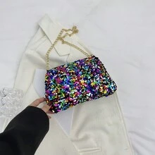Glittery Chain Shoulder Bag Clutch Purse With Simple And Personalized Design For Versatile Style And Use - Multicolor - View 2