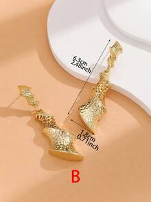 1 对多种款式可选个性化心形、水滴形、花朵形、太阳形、竹结形耳环适合女性日常佩戴 - 彩色 - 查看 4