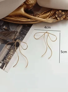 2 件优雅蝴蝶结设计耳环 - 銀色 - 查看 4