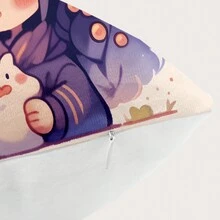 1片45*45cm/17.7*17.7寸卡通圖案聚酯織物數位印花家居裝飾枕套,配有隱藏式拉鍊,適用於客廳、臥室、沙發（不含枕芯） - 彩色 - 查看 7