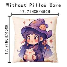 1片45*45cm/17.7*17.7寸卡通圖案聚酯織物數位印花家居裝飾枕套,配有隱藏式拉鍊,適用於客廳、臥室、沙發（不含枕芯） - 彩色 - 查看 2