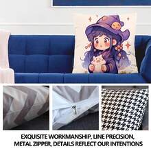 1片45*45cm/17.7*17.7寸卡通圖案聚酯織物數位印花家居裝飾枕套,配有隱藏式拉鍊,適用於客廳、臥室、沙發（不含枕芯） - 彩色 - 查看 8