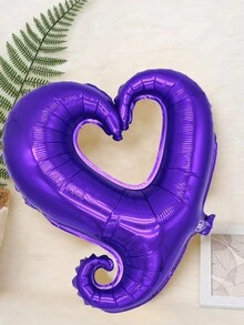 6入組-18吋/紫色空心心形鋁膜氣球,帶鉤,浪漫求婚、生日和婚禮派對裝飾 - 紫色 - 查看 2