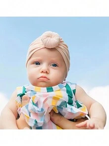 Newborn Infant Baby Girls Solid Color Hat Knotted Turbans Cap Headwear Baby Photography Props Hat,Color Random - Multicolor - View 3