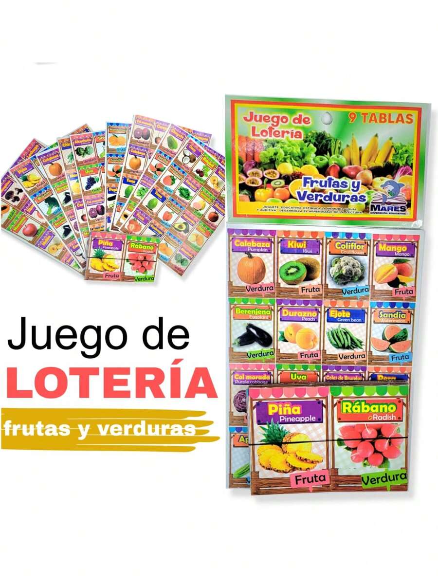 Lotería didáctica enseñanza 1 pieza modelo a elegir - Naranja - Ver 1