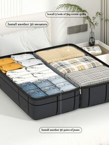 1PC Thickened Super Load-Bearing Composite Material Large Capacity Storage Bag, Quilt Storage Bag, Clothing Storage Bag, Toy Storage Bag, Two-Way Alloy Zipper, Widened And Enlarged Handle, For Storing Large Capacity Miscellaneous Items At Home, Carrying A Large Amount Of Travel Supplies During Travel, Cleaning And Storing In The Miscellaneous Room, And Storing Seasonal Quilts Decorations Decor Festival Decor Room Decor Home Decor Bed Room Decor Bedroom, Organizer, Home Storage