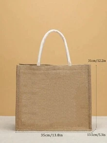 'Yo Soy Profesor' Cual Es Tu Superpoder Spanish Print Fashionable Cute Letter Pattern Storage Bag, Christmas Storage Bag, Linen Tote Bag, Hand Shopping Bag, Tote Bag, Lightweight Foldable Storage Bag, Simple Shopping Bag, Tote Bag, rThanksgiving Storage Bag, Thanksgiving Gifts For Friends And Besties, Gifts For Mothers, Suitable For Personal Travel Cosmetics, Shopping Bags, Large-Capacity Storage - Khaki - View 5