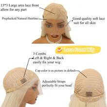 Short Blonde Blonde Short Curly Wavy Lace Frontal Wigs Synthetic Lace Front Wigs For Women Heat Resistant Cosplay  Daily Wigs - Gold - View 8