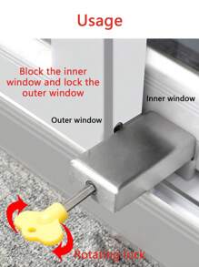 4 Pcs Sliding Security Window Lock With Key For Vertical & Horizontal Sliding Windows & Sliding Doors Adjustable Window Locks For Home And Office - Silver - View 3