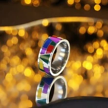 1pc Fashionable Simplicity Painted Stainless Steel Ring For Women, Couples, Valentine's Day Gift - A - View 13