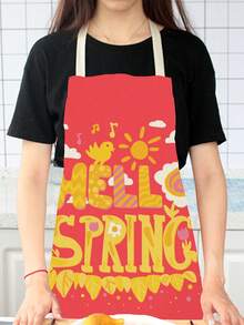 1pc Printed Linen Apron - Multicolor - View 5