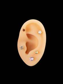 彩色鑽石釘耳環、鼻釘、不褪色不變色的不銹鋼材質、適用於女士、歐美時尚風格,款式多變、適合日常佩戴 - 3# - 查看 3