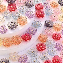 20pcs 17mm Acrylic Hot Stamping Rose DIY Jewelry Making Clothing Earrings Decoration