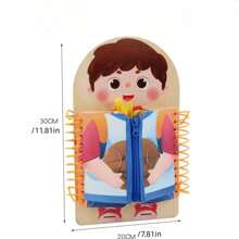 蒙特梭利玩具 早期教育 儿童生活技能 系鞋带 拉链扣 木制多层忙碌板 拼图礼物学校、学生、文具、学校用品 - 忙碌衣服男孩版 - 查看 10