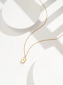 1pc Shapes Studio 18K Gold Plated Dainty Charm Necklace - Multicolor - View 8