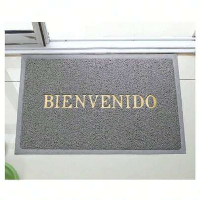 1PZ Felpudo Bienvenida Rojo Brillante con Letras Doradas - Poliéster Reforzado Antideslizante para Interior/Exterior + Diseño Festivo Navidad/Año Nuevo