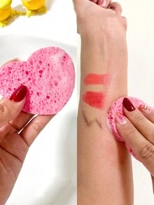 20pcs Purple Core Convenient Makeup Removal And Cleansing Heart-Shaped Thickened Cleansing Sponge, Natural Wood Pulp Compressed Pad For Face, Portable And Absorbent Facial Sponge - Purple Core 20pcs - View 3