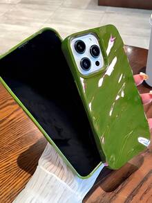 黑綠色漣漪矽膠大孔手機殼,適用於15 14 13 12 11 Pro Max,全包式防摔簡約矽膠保護套配件 - 墨綠色 - 查看 8