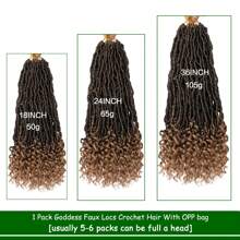 36 英寸全新黑色和金色女神仿辫子钩针编织发带卷发尾，1 包柔软辫子钩针编织发天然合成嬉皮辫编织发女士接发 - 彩色 - 查看 3