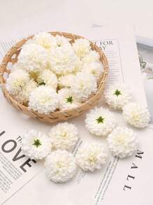 10pcs/20pcs Artificial Milky White Chrysanthemum Flower Heads,Fall Decor,Autumn