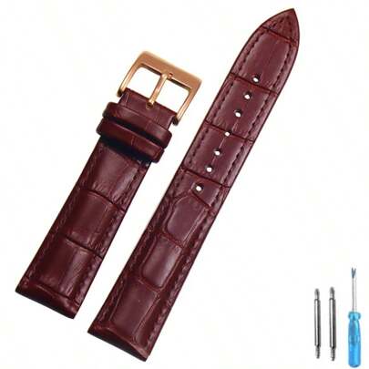 男女款小牛皮表带，16 毫米、18 毫米、20 毫米、22 毫米，手表配件，实心表扣，黑色和棕色，作为返校学生的礼物