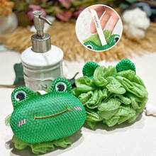 1個裝高檔卡通兒童沐浴球,柔軟吸水,無鬆散纖維,沐浴炸彈和擦背沐浴工具 - 綠色 - 查看 3