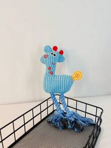 1pc Pet Squeaky Toy Dog Chew Toy Plush Toy With Dental Teeth Cleaning Bone Shape, Suitable For Teddy Bear, Bichon And Corgi - Baby Blue - View 1