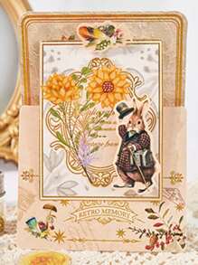 40 miếng dán trang trí hoa đỏ cổ điển, chất liệu dán sổ lưu niệm sáng tạo, chống thấm nước - Đỏ - Xem 6