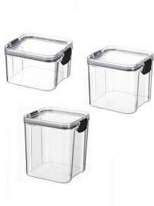 1pc Airtight Kitchen Container Rice Oats Storage Box Ingredients Snacks Refrigerator, Transparent PP Jar Cake Box Mousse & Layered Pastry Packaging Box, Reusable Seal For Cheese & Desserts Cooking Jars For Storing ,  Plastic Containers For Sugar, Flour, Grains. - Black - View 3