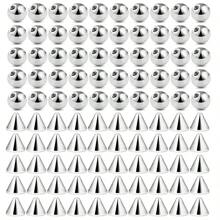 100 Piezas Bolas De Repuesto De 16g 3mm, Picos, Accesorios De Perforación De Barra De Labret De Barbell, Joyería De Acero Inoxidable Para El Cuerpo De Bricolaje De 16g - Plateado - Ver 1