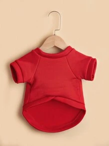 1pc Pet New Year Red Pullover Hoodie, Warm Clothes For Dogs And Cats, Suitable For Small Pets, New Year Gift