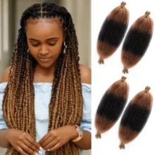 DZfirst Ombre Brown Yellow Spring Afro Twist Crochet Hair 24 Inch Kinky Twist Braiding Hair Extensions Synthetic Spring Twist Crochet Braiding Hair - Ombre - View 7