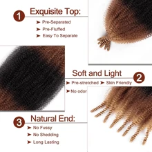 DZfirst Ombre Brown Yellow Spring Afro Twist Crochet Hair 24 Inch Kinky Twist Braiding Hair Extensions Synthetic Spring Twist Crochet Braiding Hair - Ombre - View 4