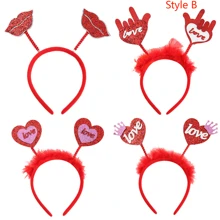 4 Stücke rote Herz-Haarband mit Pailletten für Valentinstag Party Dekoration und Abschlussball