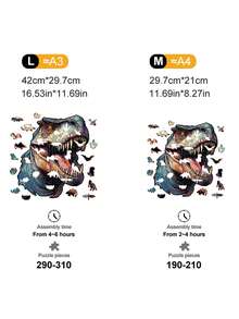 1pc Set Of Decompressed Dinosaur Asymmetric Wooden Blocks With Creative Patterns For Adult Home Party Gathering Wooden Puzzle Hanging Picture Decoration - Multicolor - View 2