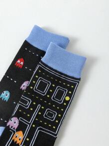 2pairs Men's Funny Cartoon Pattern Mid-Calf Length Fashion Socks Suitable For Daily Use, Fall