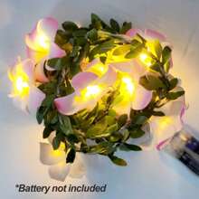 1入組59英寸10 Led弦燈,夏威夷泡沫人工玉蘭花花朵電池驅動的仙女星空燈,適用於婚禮沙灘派對