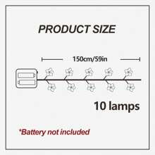 1入組59英寸10 Led弦燈,夏威夷泡沫人工玉蘭花花朵電池驅動的仙女星空燈,適用於婚禮沙灘派對