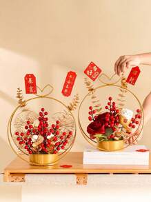 Chinese New Year Decorations Red Pulp And Fortune Fruit Simulated Flowers Artificial Flowers Living Room Desktop Decoration Spring Festival Hifts Festive Flowers Basket  Ornaments - Gold - View 4