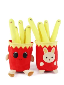 29公分/11.4英寸卡通薯條毛絨玩具,可愛兔子枕頭毛絨薯條公仔實物玩具,適用於兒童女孩生日禮物家庭裝飾派對用品情人節女友禮物復活節禮物 - 紅色 - 查看 7