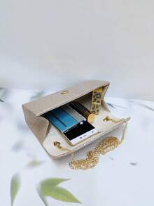 全新甜美風格可愛休閒小包肩帶肩帶斜背鏈條適合晚宴聚會 - 金色 - 查看 2