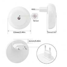Eu 110~220v,帶智慧感應裝置,0.5w插頭式led壁燈,適用於臥室、浴室、走廊、樓梯或任何暗房,柔和明亮。(圓形)白光/暖白光 - 白色 - 查看 2