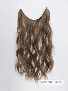 Synthetic Natural Wavy No Clip Fish Line Invisible Hair Extensions Brown Artificial Wig Piece Invisible Wire Hair Extensions For Women 22 Inch - Mocha Brown - View 2