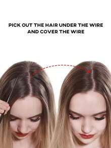 Synthetic Natural Wavy No Clip Fish Line Invisible Hair Extensions Brown Artificial Wig Piece Invisible Wire Hair Extensions For Women 22 Inch - Mocha Brown - View 5