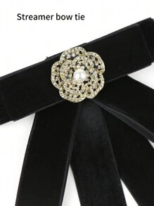 1 Miếng Của phụ nữ Đen Thời Victoria Phong cách Ngọc trai Giả & Đồ trang trí Rhinestone Hoa hồng Nơ thắt Thích hợp Đối với Hằng ngày Đi dạo , Ngày đêm , Buổi tiệc - màu đen - Xem 5