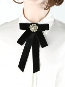 1 Miếng Của phụ nữ Đen Thời Victoria Phong cách Ngọc trai Giả & Đồ trang trí Rhinestone Hoa hồng Nơ thắt Thích hợp Đối với Hằng ngày Đi dạo , Ngày đêm , Buổi tiệc - màu đen - Xem 2